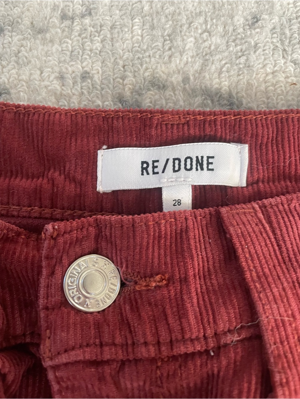 Re/Done Deep Burgundy Corduroy Pants - Picture 5 of 6